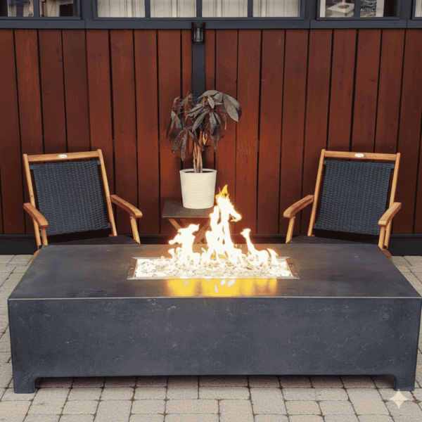 Highline Propane Fire Pit Table – Modern Rectangular GFRC Build