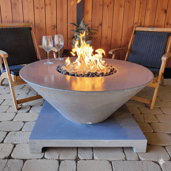 Round Concrete Fire Pit Table – Precision Made Outdoor Gas Design | Round Wok