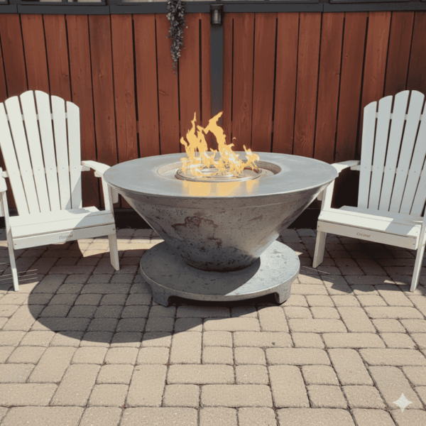 Round Wok GFRC Fire Table – Outdoor Gas Fire Pit Table