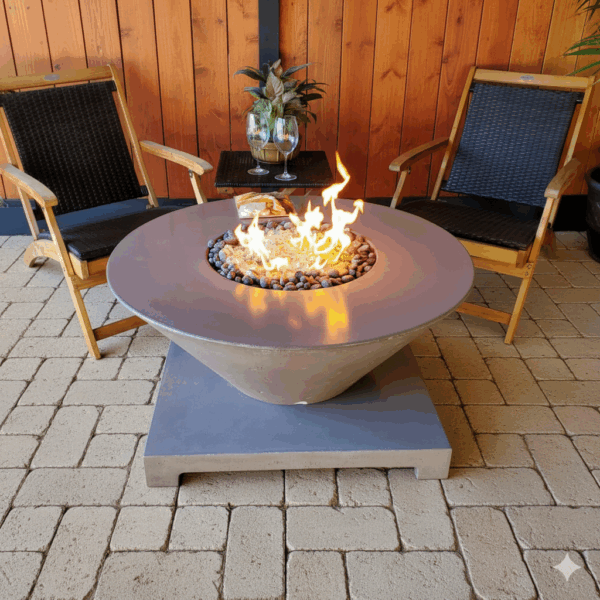 Round Concrete Fire Table – Premium Built Outdoor Gas Patio Feature | Round Wok