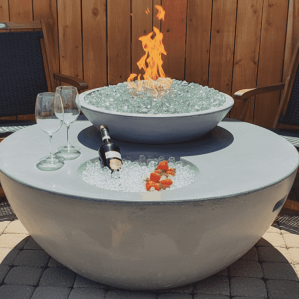 Fire and Ice Natural Gas Fire Table – Round GFRC Patio Centerpiece