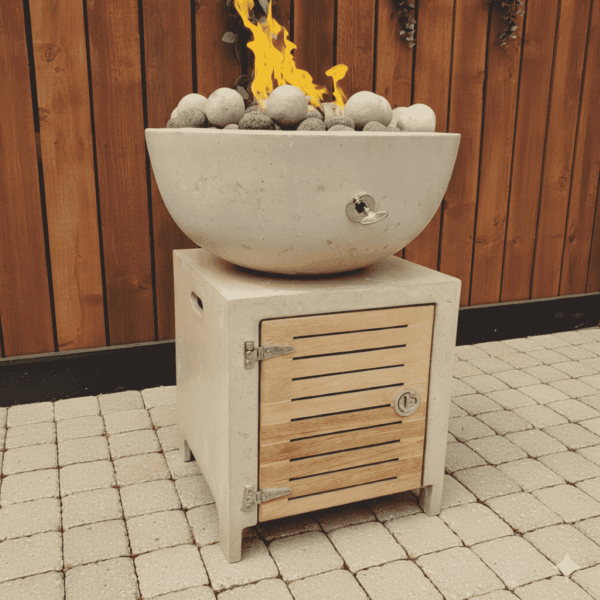 Outdoor Gas Fire Pillar with Round Wok Bowl – GFRC Accent Feature