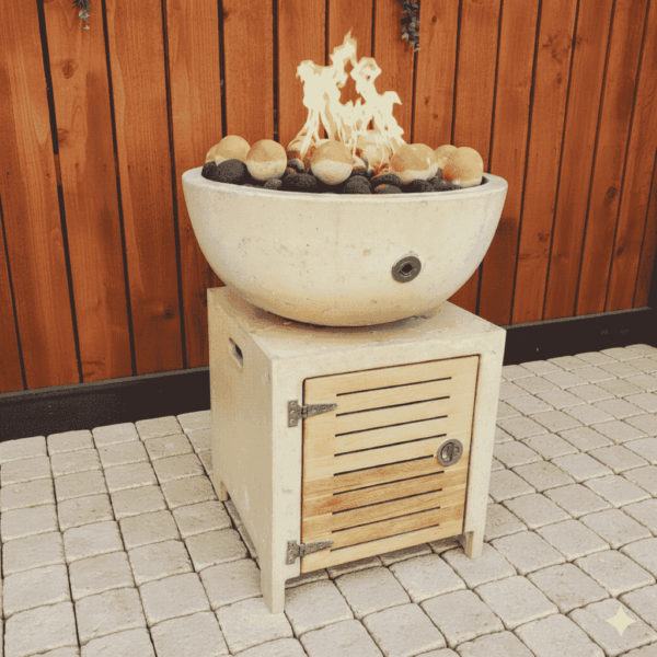 Fire Pillar with Round Wok Fire Bowl – Natural Gas GFRC Design