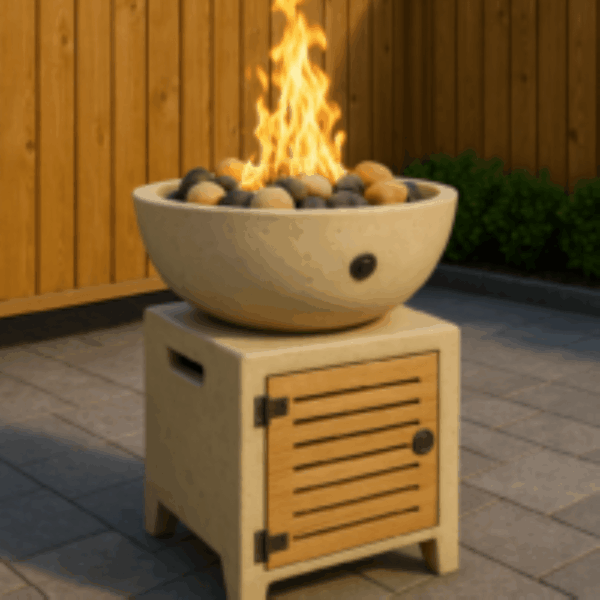 Castin Crete Fire Pillar with Wok Fire Bowl – Propane or Natural Gas