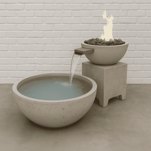 Fire and Water Fountain Set – Round Propane GFRC Bowls