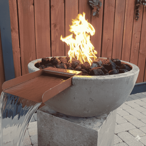 Modern Fire and Water Fountain – Round Propane or Natural Gas Bowls