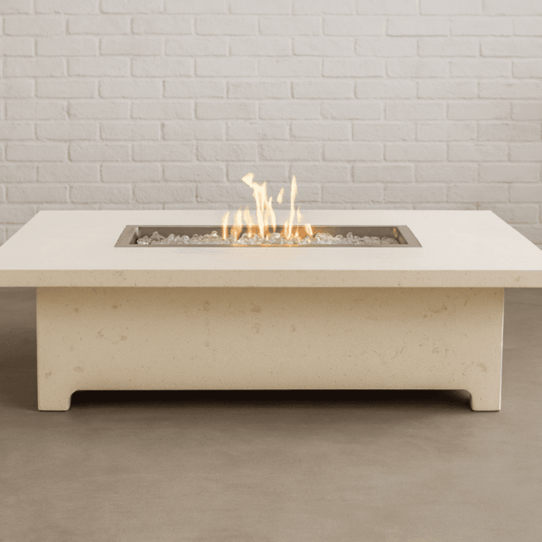 Harmony fire table in rectangular design with propane and natural gas options