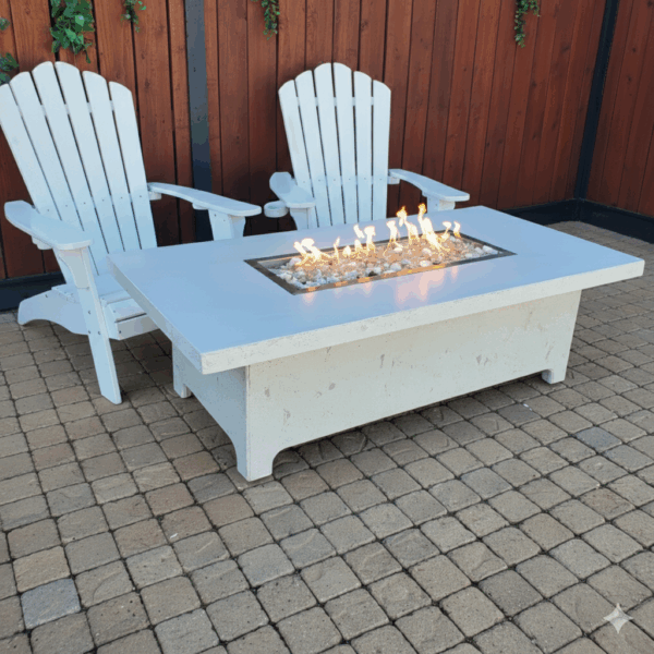 Harmony modern rectangular propane fire pit table in GFRC concrete