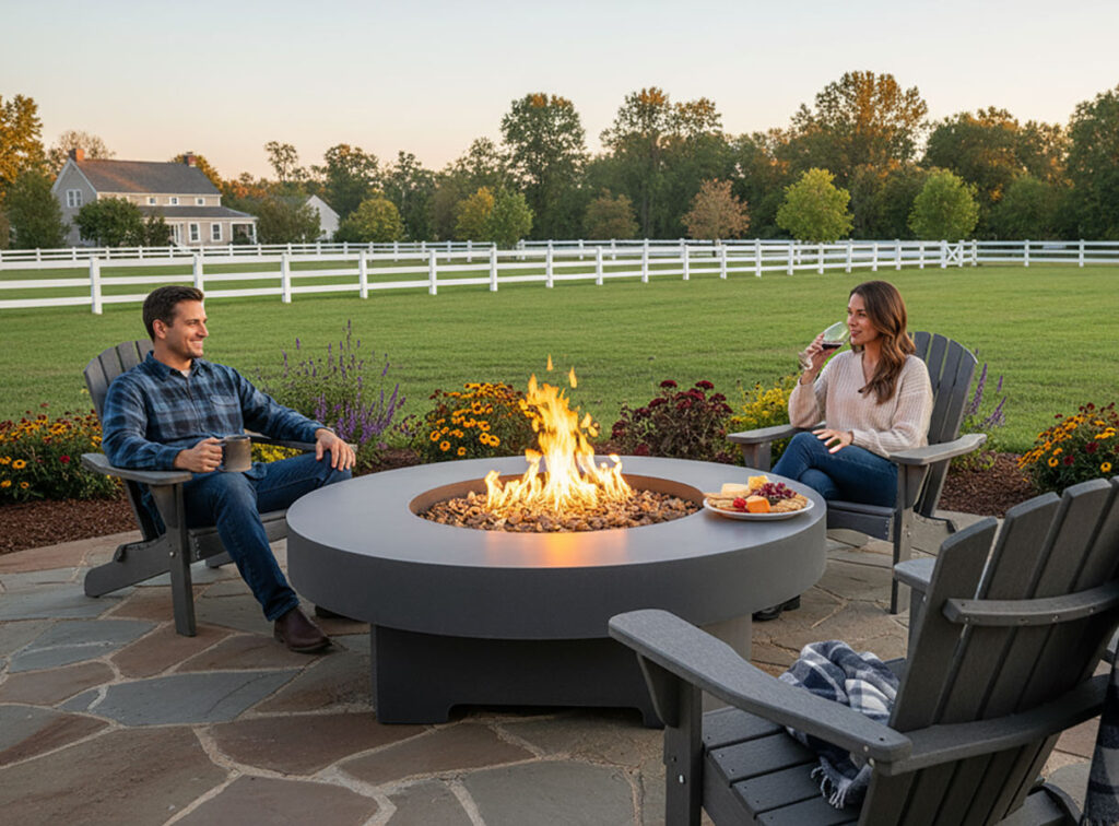 Round Concrete Fire Table | Outdoor Fire Feature by Castin Crete Designs