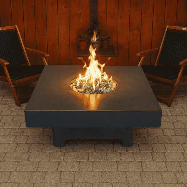 Quadra GFRC rectangular fire table for propane or natural gas configurations