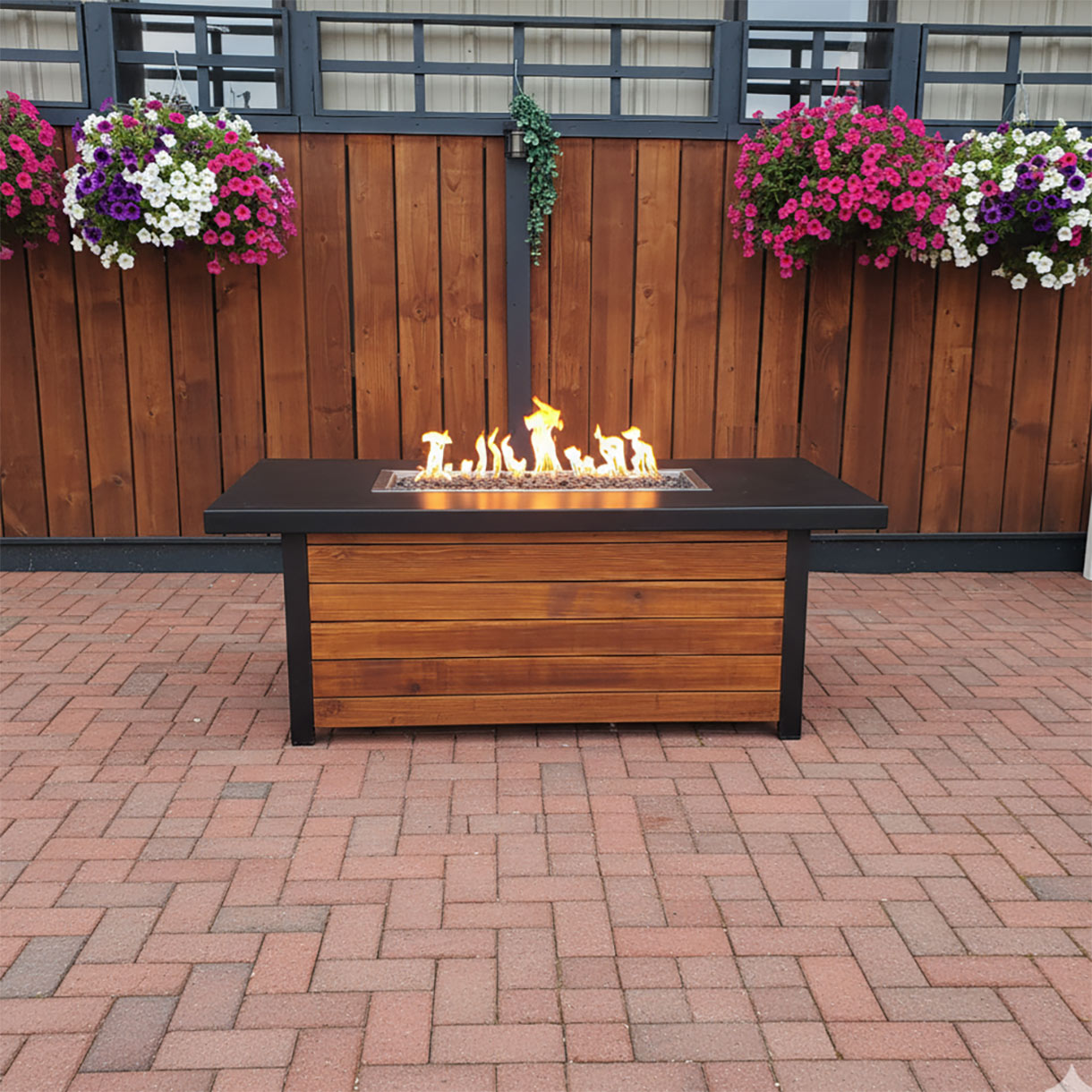 outdoor fire feature with contemporary form