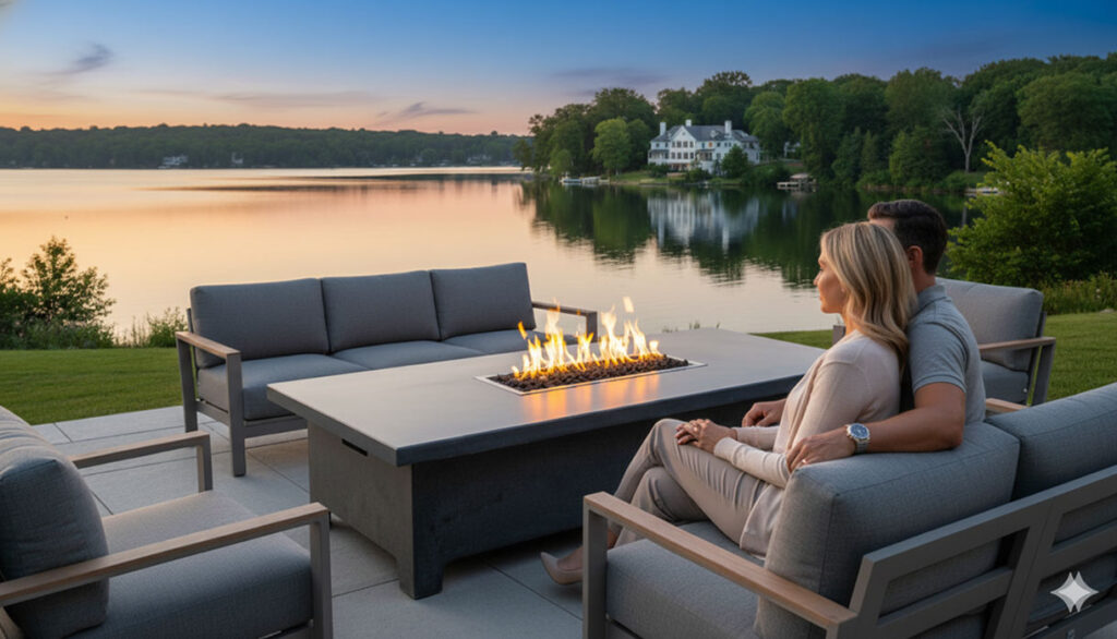 Summit Rectangular Fire Table – Propane Gas GFRC Outdoor Feature