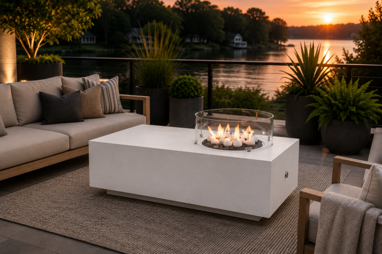 The Monolith GFRC concrete fire table by CastinCrete Designs