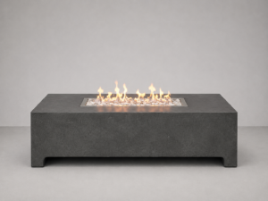 Highline GFRC concrete fire table by Castin Crete Designs — sleek linear form handcrafted for modern outdoor spaces
