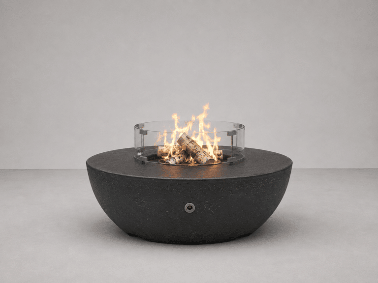 Zen GFRC concrete fire bowl by Castin Crete Designs — minimalist sculptural outdoor fire feature handcrafted in Hartland, Wisconsin